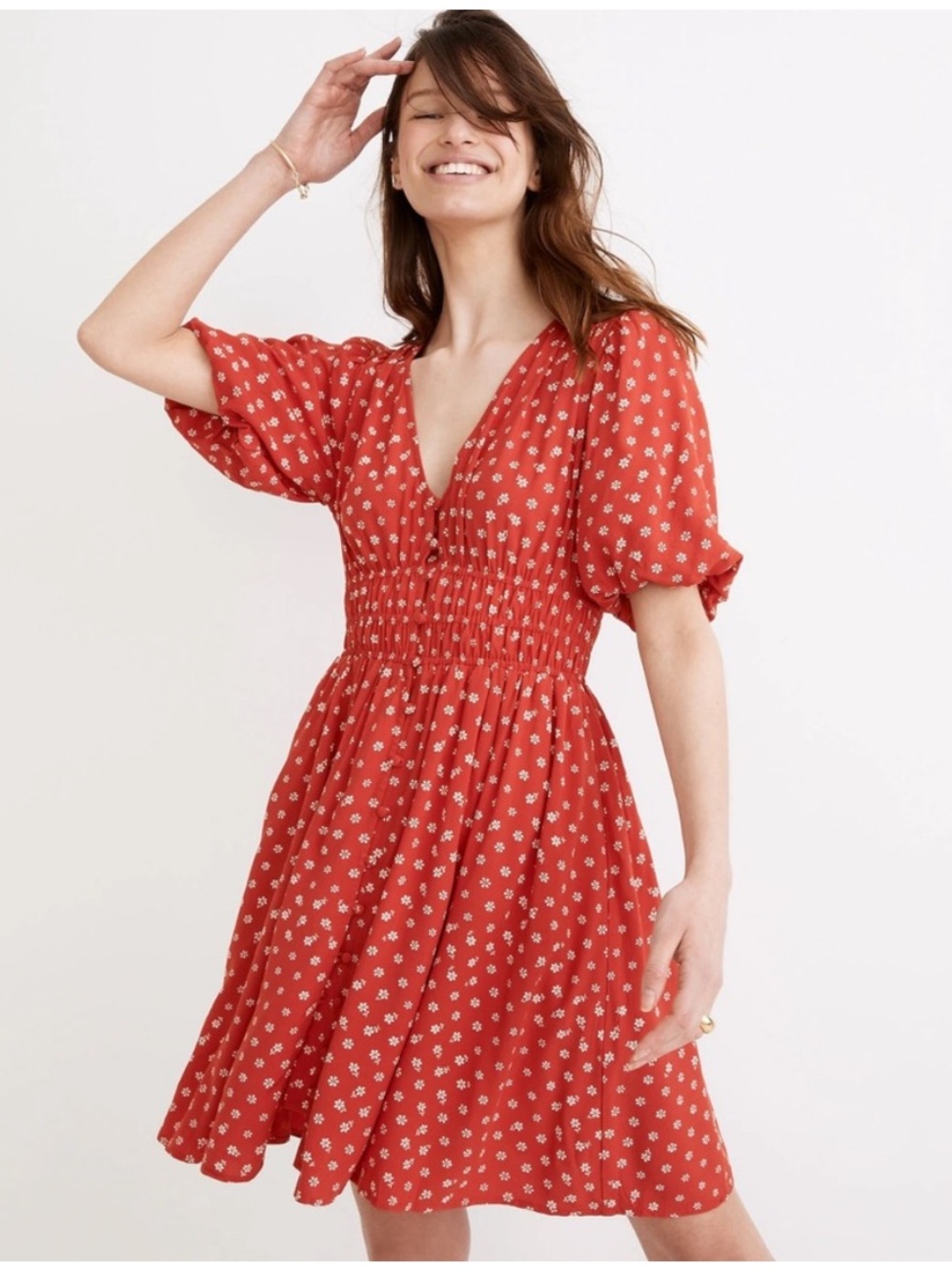 Madewell Sophia Mini Cottage Core Dress Red Floral XS